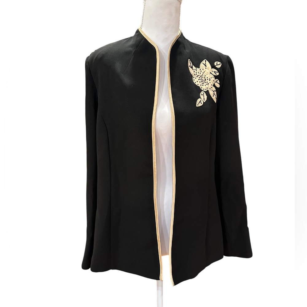 VTG 80's Studio I Black Blazer With Embroidered Accents Size‎ 8
